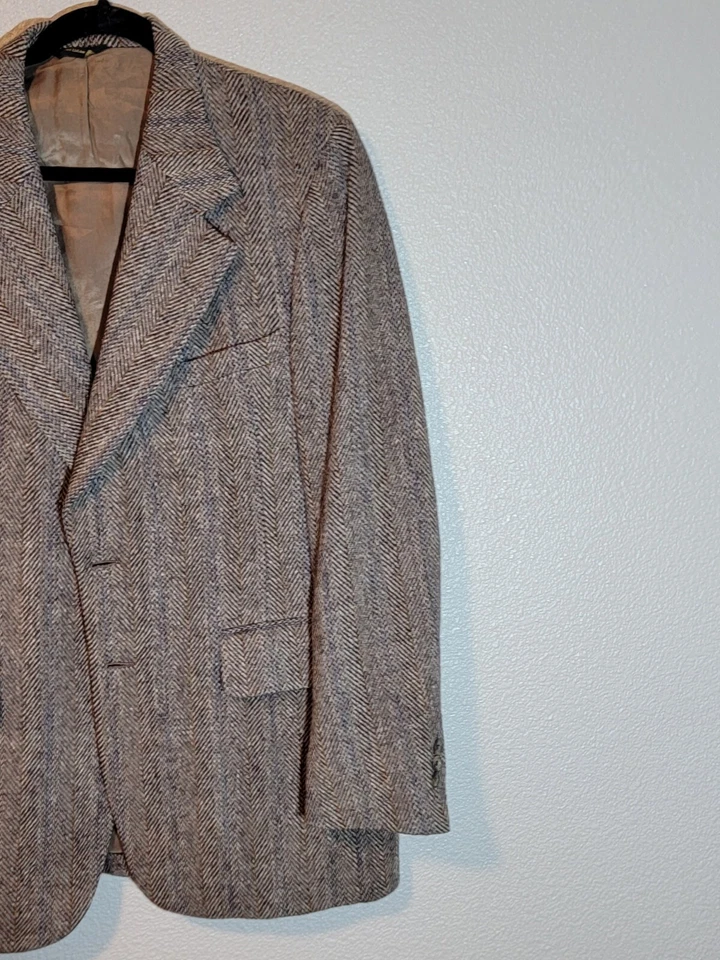 Blazer Harris Tweed Traje Chaqueta Hombre Talla 42R Lana 100% Bolsillos Marrón Foto 3 de 4