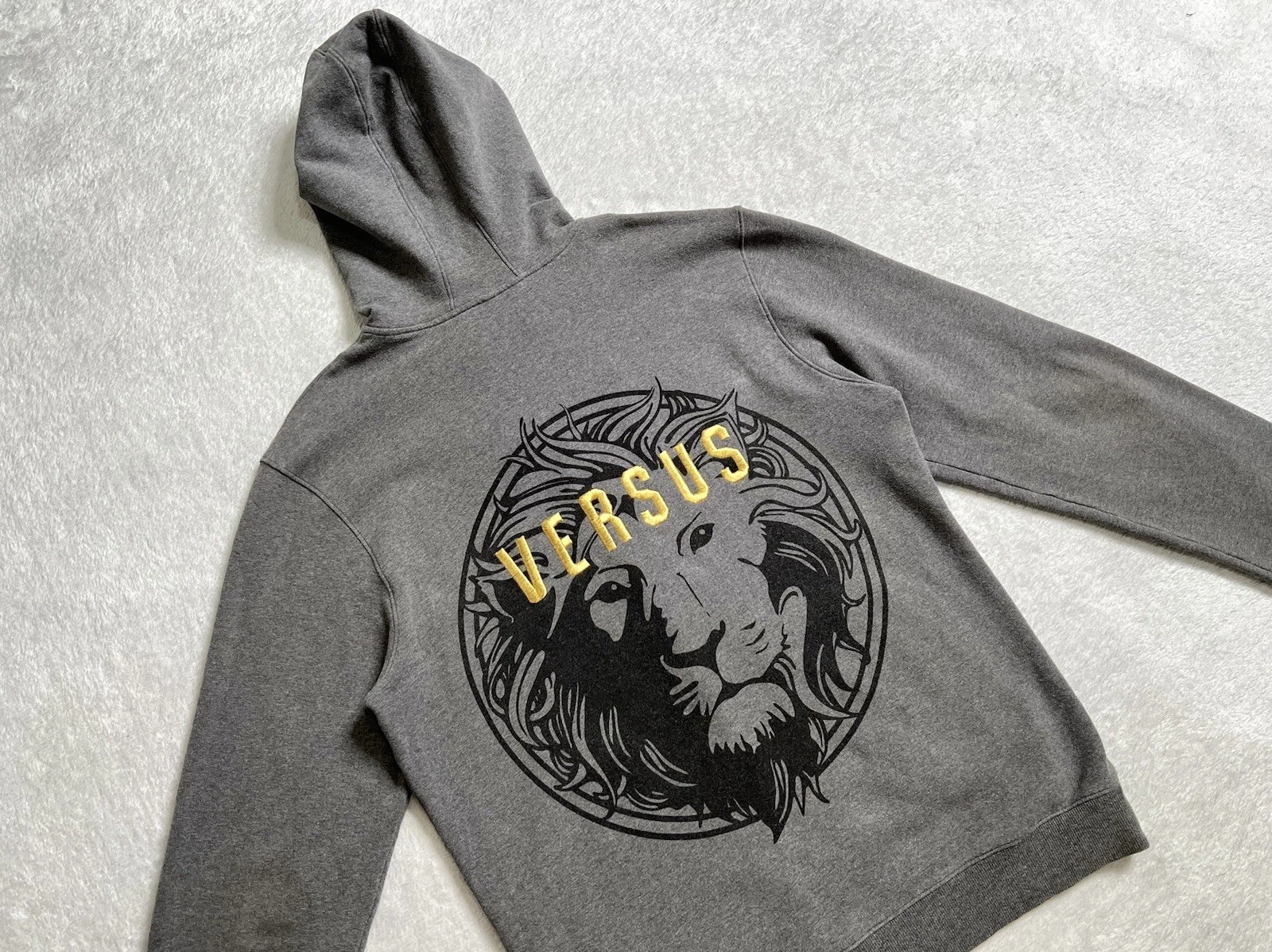 Felpa con cappuccio originale autentica rara grigia Versace versus taglia extra large XL