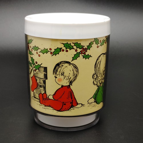 Vintage Christmas Scene Mug Kids By Fireplace & Stockings Insulated By Dawn USA - Picture 2 of 10