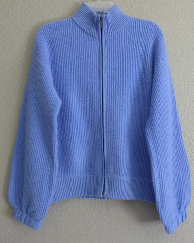NWT THE CASHMERE PROJECT $456 Puff Sleeve Full Zip Cardigan Sweater S BLUE SKY - 第 1/13 張圖片