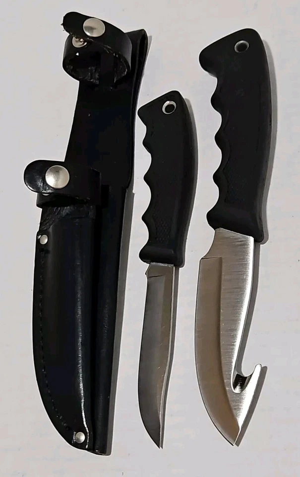 Juego doble Western + cuchillo de hoja fija R18 y R2 mango de goma negro y funda LTH Foto 2 de 4