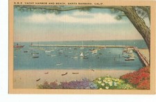 Vintage Postcard - Yacht Harbor and Beach, Santa Barbara, CA SB5