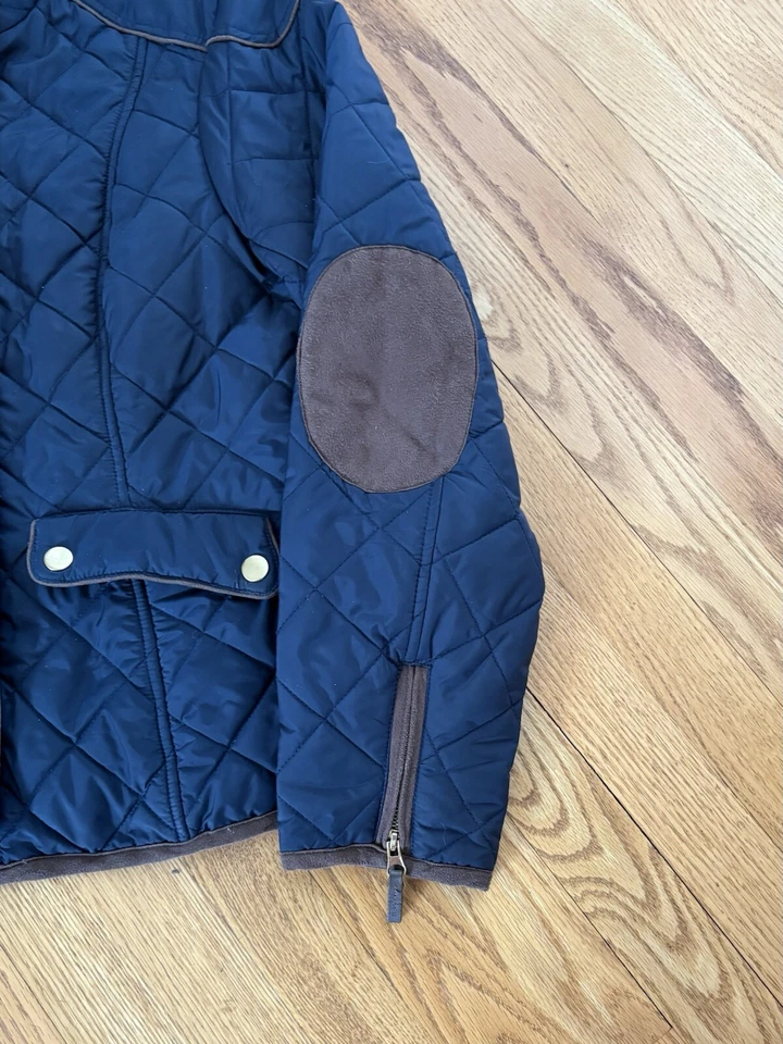 Chaqueta acolchada con ribete de gamuza abrigo de caza marca hippie talla mediana azul marino Foto 3 de 4