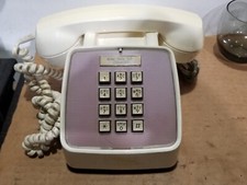 Vintage GTE Automatic Electric Off White Pushbutton Desk Phone Model 80