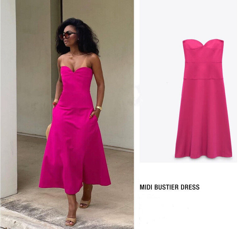 hot pink midi dress