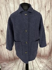 Woolovers Ladies 100% Wool Revere Coat Purple Size Medium Boucle Boiled Wool Vgc