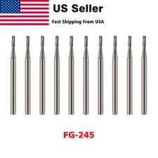 10Pcs Dental FG 245 Tungsten Carbide Burs Pear-Shaped For High Speed Handpiece
