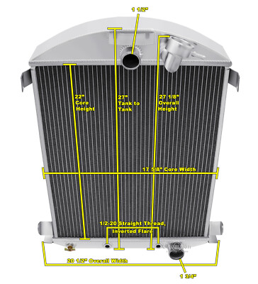 AL Champion 3 Row Radiator Chevy Config for 1930 1931 Ford Model A V8 Conversion