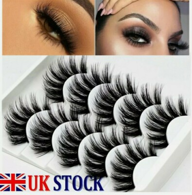     UK 3D Nerz Falsche Wimpern Wispy Long Thick Soft Fake Eye Lashes    