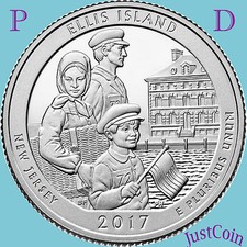 2017 P&D ELLIS ISLAND MONUMENT (NJ) TWO QUARTERS SET UNCIRCULATED