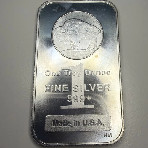 1 TROY OZ .999 SILVER American Buffalo Fine Silver Bar One Ounce H32