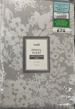 Dunelm Sofia Soft Grey Floral Pencil Pleat Curtains - 46" x 90" (W x L) Pair
