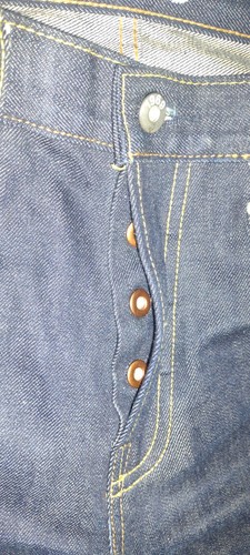 Pantalones de mezclilla para hombre Gap con ribete japonés botón mosca recto crudo talla 31x30 - Imagen 2 de 17