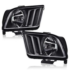 Ford Mustang 2005-2009 Headlights Left Right Clear Lens Black Amber Reflector