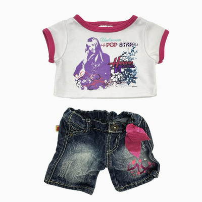 Build A Bear Hannah Montana Undercover Pop Star Top Denim Jeans Teddy Set - READ