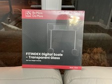 FITINDEX Digital Bathroom Scale Transparent Glass 400lb FA-02 New Seale