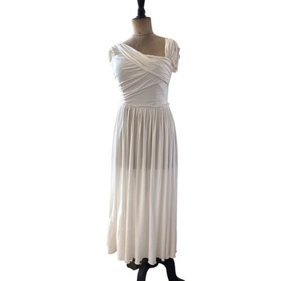 Christian Dior Women's Midi Dress Sz 8 White Draped Spring Summer 2019 Italy