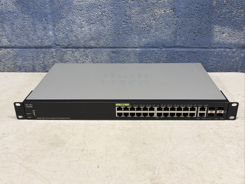 Cisco SG350-28P-K9 28-Port Gigabit PoE Managed Switch Working w/ Power Cable
