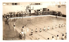 Postcard U.S. Navy Swimming Instruction WWII Farragut Idaho Training Pool