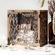 Wedding Card Box with Window, Brown Wooden Box Wedding Decorations for Reception