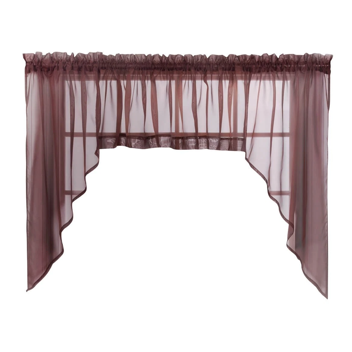 Elegance Sheer Voile Swag, 56" x 38", Chocolate