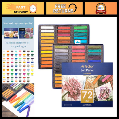 72pcs Soft Pastels Set - 70 Colors + 4 Fluorescent, Black & White Chalk for Draw