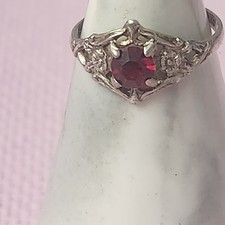 Kiddie Sterling Silver Red Stone Ring Size 4