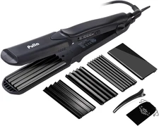 Hair Straightener and Crimper - 4 in 1 Tourmaline Ceramic Flat and Curling Iron