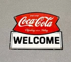 VINTAGE 12” COKE COLA SODA PORCELAIN SIGN CAR GAS OIL TRUCK MOTORCYCLE
