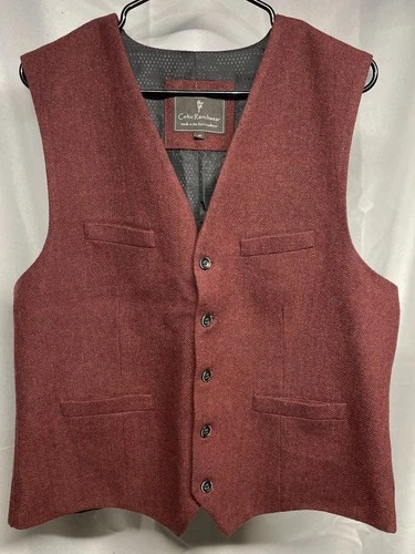 Celtic Ranchwear Men’s Burgundy Red Wool Blend Medium M Vest - product listing photo