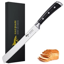 MAD SHARK 8" Bread Knife Serrated German High Carbon Stainless Steel Bread Cu...