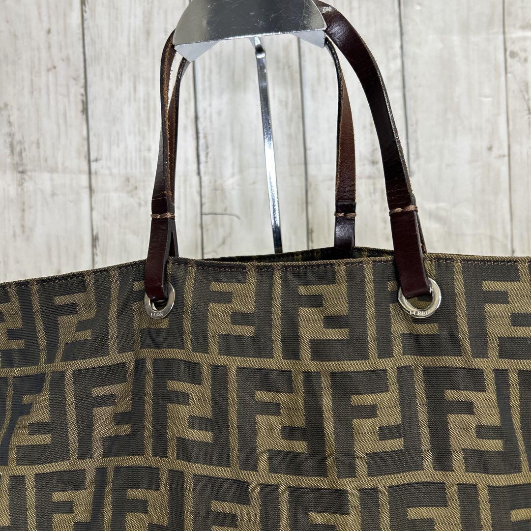 FENDI ZUCCA Tote Bag Nylon Brown Women's From Japan i10426
