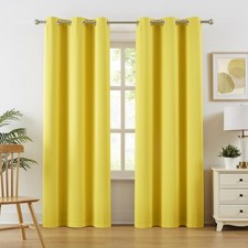 DUALIFE Vibrant Illuminating Yellow Blackout Curtains 84 Inch Length Grommet ...