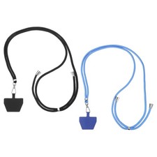 2Pcs Phone Lanyards, 30" Crossbody Neck Strap with 2 Patches, Black/Dark Blue