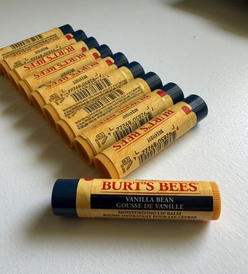 10 Burt's Bees Vanilla Bean Chapstick NEW Sealed Loose Tubes Bulk Lip Care
