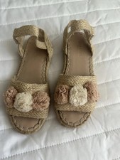 Zara Girls' Jute Sandals with Pom Poms girl espadrilles size 31