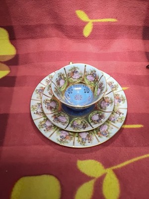 Vintage Bavaria Fragonard Love Story Teacup And Saucer And Salad plate Set 3