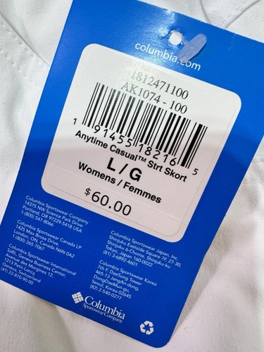 NWT Columbia Women's Anytime Casual Skort, Color White, Size L NWT 16 Inch - Picture 4 of 12