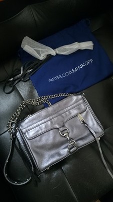 Rebecca Minkoff Mini Mac Tasche Clutch Silber Anthrazit Blogger