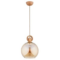 HäNgelampe Holz Glas Gold Wohnzimmer Elegant E27 L:25 Cm Pendelleuchte Esstisch