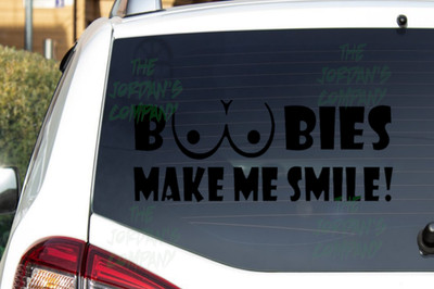 BOOBIES MAKE ME SMILE - CNC cut Decal Vinyl Sticker-Pic from multi colors!