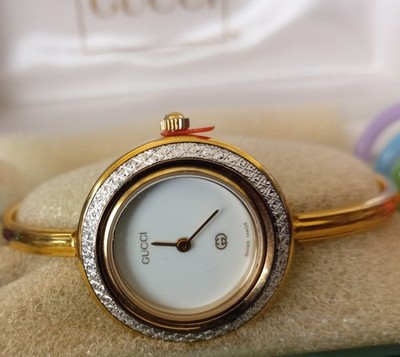 ☆ぐっち☆ RARE Vintage 1987 GUCCI Bangle Watch Gold 1100L Orig. Box w/29