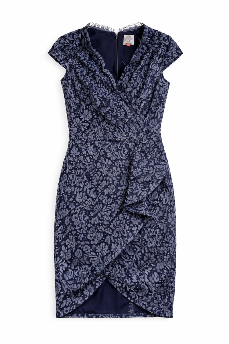 vince camuto navy lace dress Vince Camuto Navy Dress with Lace Overlay (NWT) - 6