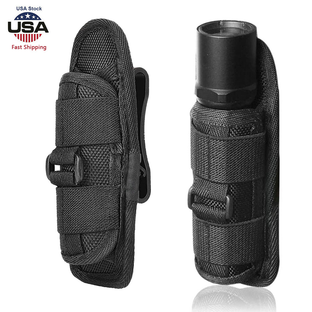 Flashlight Holster Adjustable Torch Carry Pouch with 360-Degree Rotatable Clip