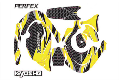 Dekor PERFEX KT-18 Fernsteuerung gelb Aufkleber Dekorbogen Kyosho 36270Y