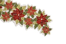 Poinsettia Floral Table Runner Beads Table Runner Christmas Tableware 13X36 In