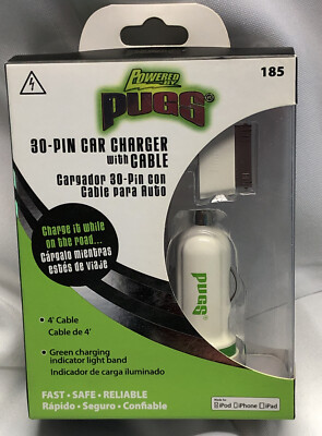 New iPhone IPad IPod Fast Car Charger Pugs 4' Cable 30-Pin 12 Volt iPhone  Type