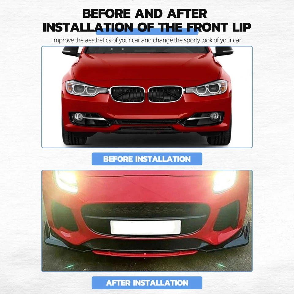 Alerón divisor de labios de parachoques delantero barbilla roja brillante para Vauxhall Insignia 2009-2017 Foto 4 de 4