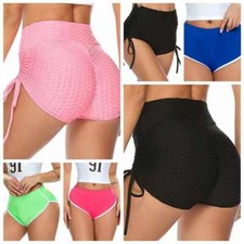 Womens High Waist Yoga Shorts Push Up Ruched Sports Hot Pants Casual Gym Fitness