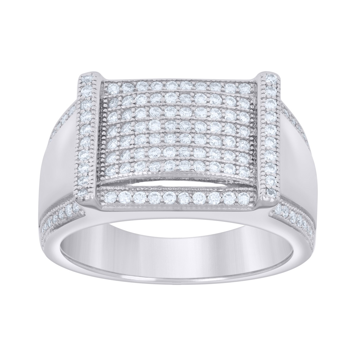 925 Sterling Silver Moissanite Mens Rectangle Pinky Ring 925 Sterling Silver Moissanite Mens Rectangle Pinky Ring